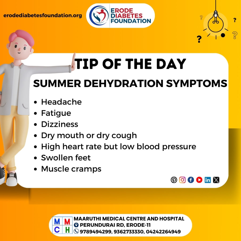 What are the symptoms of dehydration in summer for diabetes?