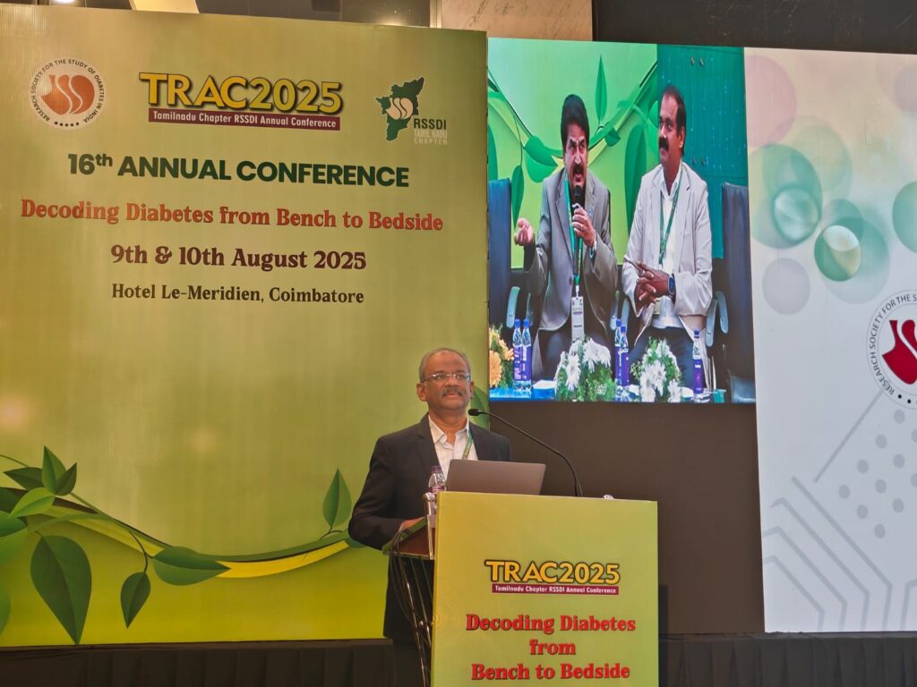 Dr.A.S.Senthilvelu gave a talk in the TRAC 2025 state conference on Obesity with Diabetes and its complications